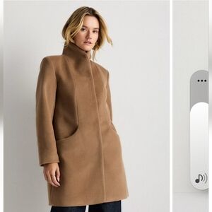 Quince Italian Wool Cocoon Coat In Dark Camel Size XS NEW